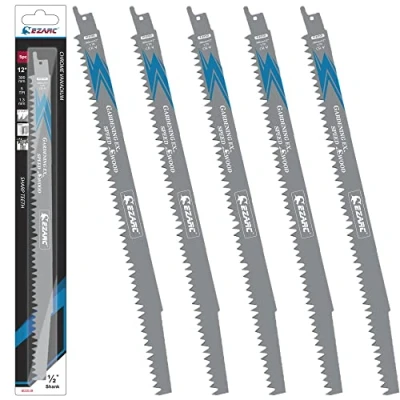 Image of EZARC 5PCS Reciprocating Saw Blades for Wood Cutting Pruning Sawzall 6TPI 300mm