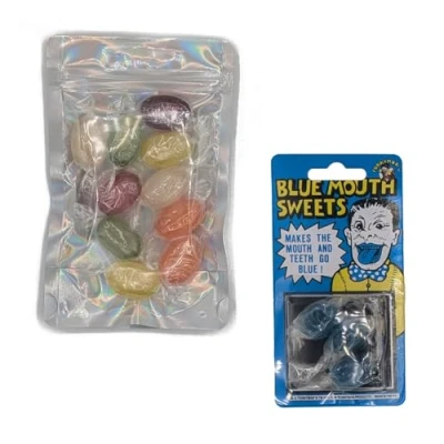 Image of ihoot Pranks for Adults &amp; Kids Practical Jokes Sweet Bundle Dare Challenge Mix of Joke Normal Sweets Party Bag Fillers 1 Pack Blue Mouth Fruit Flavour