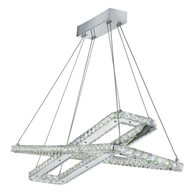 Image of Clover Integrated LED Ceiling Pendant Light Chrome with Crystals