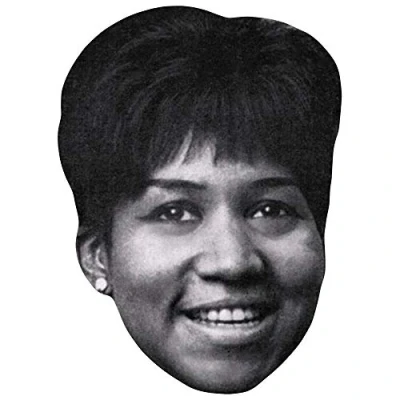 Image of Aretha Franklin (BW) Celebrity Mask, Flat Card Face, Fancy Dress Mask