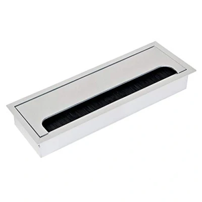 Image of Emuca Rectangular Cable Cover 269x80mm (10,6x 3,14 inch) for Desk/Table, Organizer Furniture, Matte Anodized Aluminium