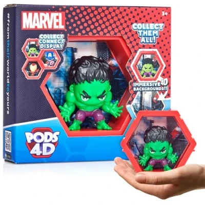 Image of WOW! PODS 4D Marvel Hulk Unique Connectable Collectable Bobble head figure that Bursts from their World into Yours Wall or Shelf Display Toys and Gifts Series 1 no. 412