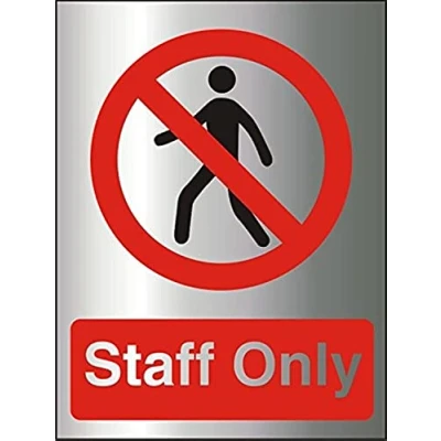 Image of Seco Staff Only Sign, 150mm x 200mm 1.5mm Brushed Aluminium Composite