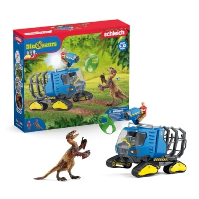 Image of schleich Dinosaurs 42604 Realistic Dakotaraptor and Truck with Scientist Playset Jurassic Collection Dinosaur Action Figure Vehicle Toys Gift for Boys, Girls, Kids Ages 4+
