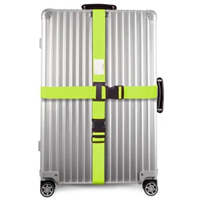 Image of OW Travel Personalised Luggage Cross Straps for Suitcases (1 Pack Green) Easy to Spot Sturdy Suitcase with labels.Luggage Strap Belt Baggage.Bag Case Belts