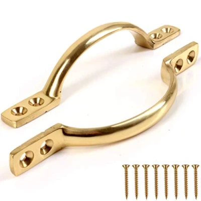 Image of 2X Solid Brass 125mm Pull Handles for Furniture or Sash Window Frames Cabinet Drawer Cupboard Knobs