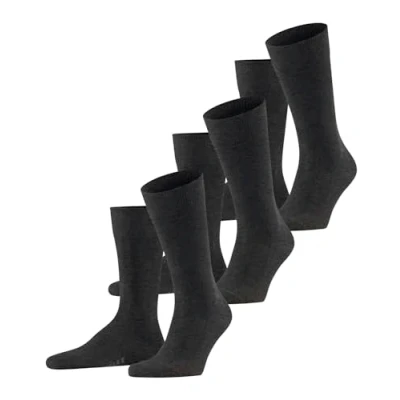 Image of FALKE Men&#039;s Family 3 Pack M SO Sustainable Cotton Plain Pairs Socks, Grey (Anthracite Melange 3080) new eco friendly, 5.5 8