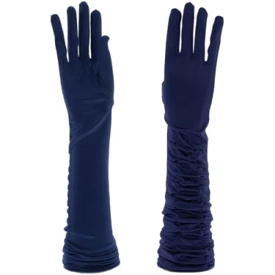 Image of Zac&#039;s Alter Ego Long Ruched Satin Gloves Fancy Dress Formal