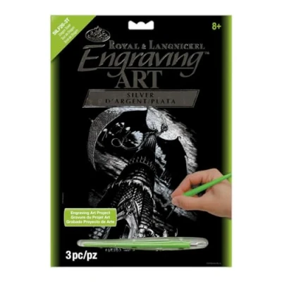Image of Royal &amp; Langnickel 8 x 10 inch Dragon Tower Pre Printed Foil Set Silver