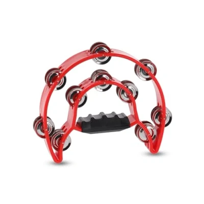 Image of GEWA jingle wreath half moon 20 pairs of chrome plated jingles double row color red
