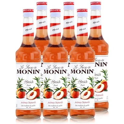 Image of Monin Peach Syrup 70cl Bottle Set of 6 Flavouring for Cocktails