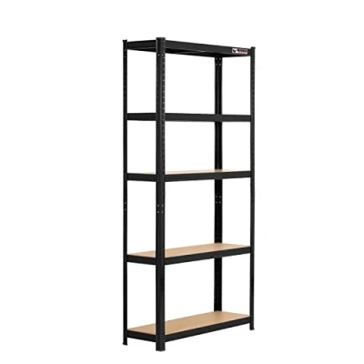 Image of Rhino Racking 4 Bays 5 Tier Heavy Duty Industrial Storage Shelves Black 180x90x30cm