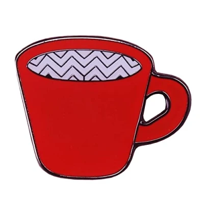 Image of Red Cofffee Cup Enamel Pin Cartoon Brooches Cute Alloy Brooch Bag Shirt Lapel Badge Funny Coffee Art for Lovers