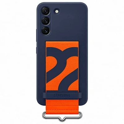 Image of Samsung Silicone Back Cover With Strap White Galaxy S22