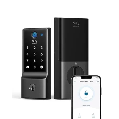Image of eufy Security Smart Lock C220, Fingerprint Keyless Entry Door Lock, Built in Wi Fi, App Remote Control, Front Deadbolt, 8Months Battery, Reliable Power, IP53 Waterproof, BHMA Grade 3