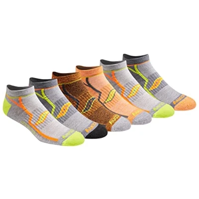 Image of Saucony Men&#039;s Multi Pack Bolt Performance Comfort Fit No Show Socks, Orange (6 Pair), Shoe Size: 8 12
