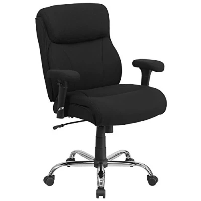 Image of Flash Furniture Hercules Series Big &amp; Tall 400 lb. Rated Swivel Ergonomic Task Office Chair with Clean Line Stitching and Adjustable Arms, Black Fabric, Set of 1