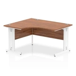 Image of Impulse 1400mm Left Crescent Desk Walnut Top White Cable Managed Leg
