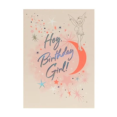 Image of UK Greetings Disney Birthday Card For Her/Girl/Friend With Envelope Starry Design Tinker Bell