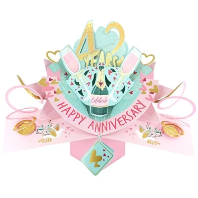 Image of 42 Years Happy 42nd Anniversary Pop Up Greeting Card Love Kate&#039;s 3D Cards POP216MC42
