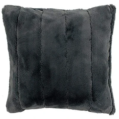 Image of Riva Paoletti Empress Square Polyester Filled Cushion Charcoal Grey Super Soft Faux Fur Reversible Zip Closure Machine Washable 100% 45 x 45cm (18&quot; 18&quot; inches)