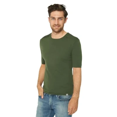 Image of DANISH ENDURANCE Merino Wool T Shirt Mens, Thermal Base Layer, Premium Undershirt Men, Breathable and Moisture Wicking Green, M