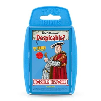 Image of Top Trumps Horrible Histories Specials Card Game, play with history’s most despicable from King Henry VIII, Cleopatra VII and Alexander the Great, gift toy for boys girls Aged 6 plus