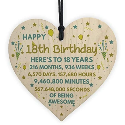 Image of RED OCEAN 18th Birthday Gift For Daughter Son Card Wooden Heart Keepsake