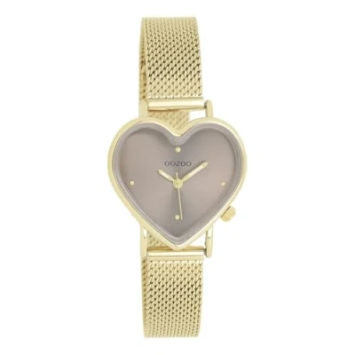 Image of Oozoo Timepieces Women&#039;s Watch with Stainless Steel Strap Modern for Women Elegant Analogue in Heart Shape, Gold/Taupe, Bracelet