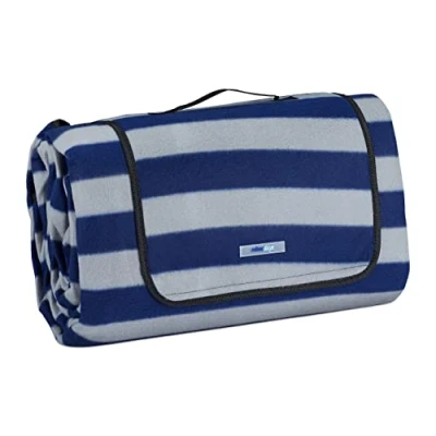 Image of Relaxdays XXL Picnic Blanket, Blue/Grey, 200x300cm