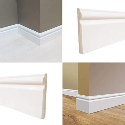 Image of 95mm Plastic Skirting Board Ogee/Torus Architrave Trim 2m Lengths x 5