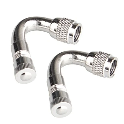 Image of Futheda 2pcs 45 Degree Angle Valve Extenders Tire Stem Extension Wheel Adapter for Car Motorcycle Bike Truck (Silver)