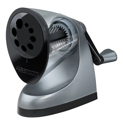 Image of Westcott E 16549 00 iPoint ClassAct Manual Pencil Sharpener with Anti Microbial Protection Grey