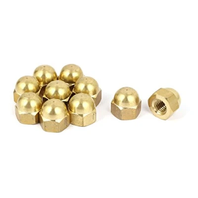 Image of Sourcingmap Hex Cap Nuts 10Pcs M8 Dome Brass Hexagon Decorative Nut for Screws Bolts Tone