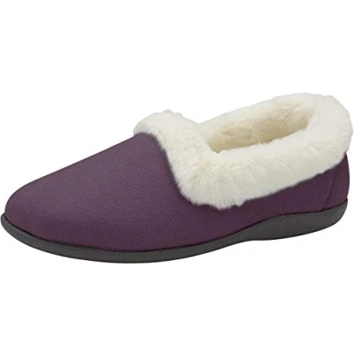 Image of DUNLOP Sandie Ladies Collared Full Slippers Navy Blue (8 UK, Purple) …