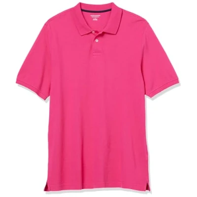 Image of Amazon Essentials Men&#039;s Regular Fit Cotton Pique Polo Shirt (Available in Big &amp; Tall), Hot Pink, S
