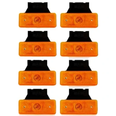 Image of 24/7Auto 8 pieces orange amber 24V side outline marker 4 LEDs lights with brackets tipper trailer chassis truck caravan bus