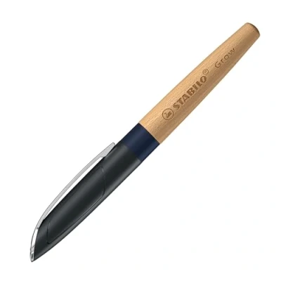 Image of STABILO Climate Neutral Fountain Pen Grow Pack of 1 Blueberry Blue/Beech Wood including Blue Ink Cartridge