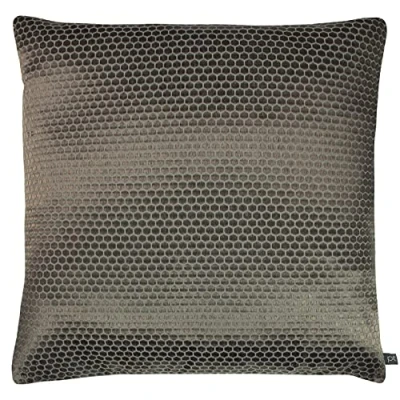 Image of Prestigious Textiles Emboss Metallic Tile Mosaic Feather Filled Cushion Brown One Size