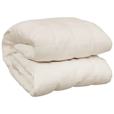 Image of vidaXL Luxury Weighted Blanket, Comfortable Fabric, Hypoallergenic Filling, Even Weight Distribution, Practical Design, Light Cream Color, Modern Bedroom Accessory