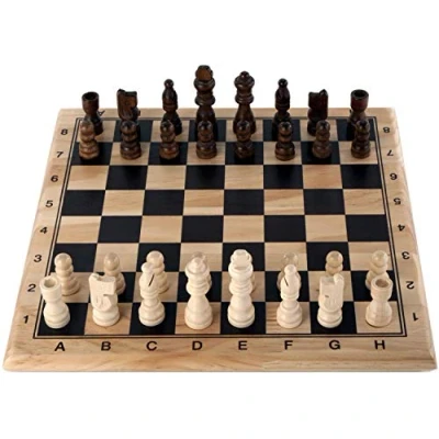 Image of Engelhart 150235 150236 chess game and Checkers birch wood 12 &quot;x 12&quot; solid board complete with pieces ages 6 up (Chess)