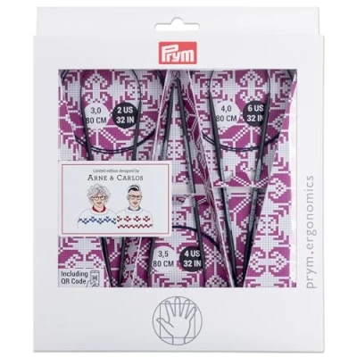 Image of Prym Circular Knitting Needle Gift Set, Black, Purple, 3 4mm