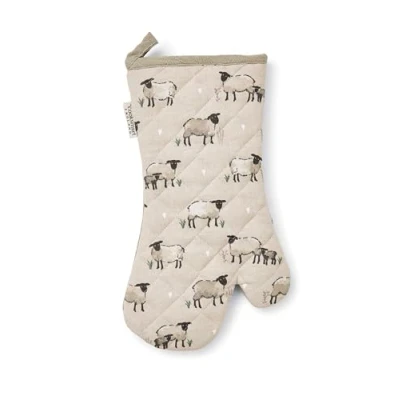 Image of Cooksmart British Designed Oven Gloves Modern Design Gauntlet Heat Resistant Mitt or Baking Perfect For Kitchens Highland Sheep