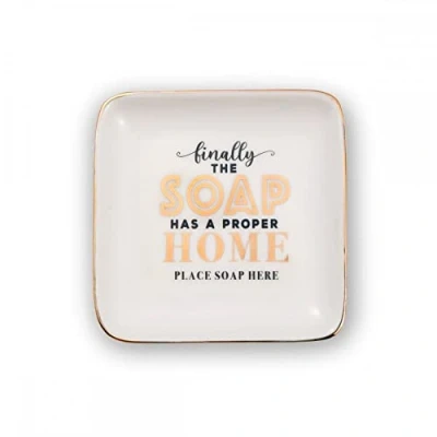 Image of The Soap Has A Proper Home Place Here Ceramic Trinket Tray Sentimental Gift Idea 280000033