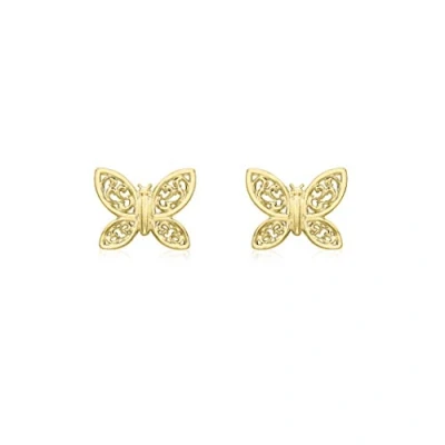 Image of Carissima Gold Women&#039;s 9 ct Yellow Butterfly Stud Earrings