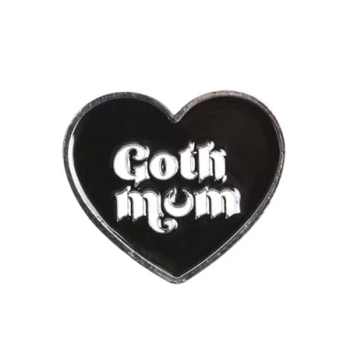 Image of Goth Mum Pin Badge Alternative Brooch, Dark Style Mother Pin, Gothic Fashion Mom Lapel Punk Rock Enamel Badge, Witchy Unique Gift for Stylish Mums