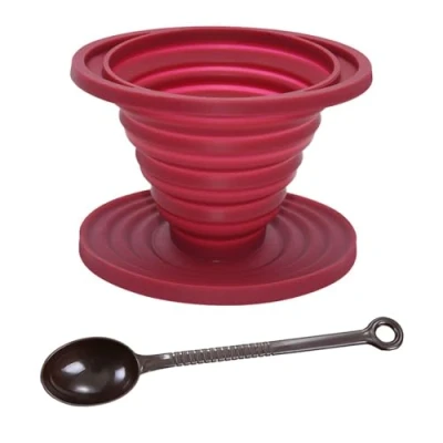 Image of 1 Piece Coffee Funnel Cup, Spoon, Filter Funnel, Folding Silicone Conical Filter, Portable Accessories