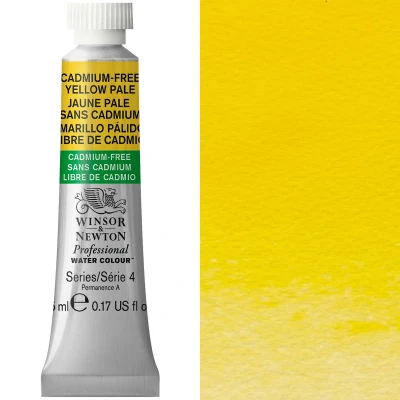 Image of Winsor and Newton 0102907 Proffesional Water Color, 5ml Volume, Cadmium Free Yellow Pale, Pack of 3