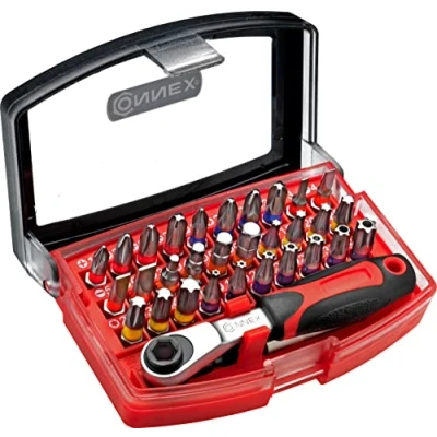 Image of Connex COXB973832 Bit Set with Mini Ratchet, Multi Colour, 1/4 Inch, of 4 Piece