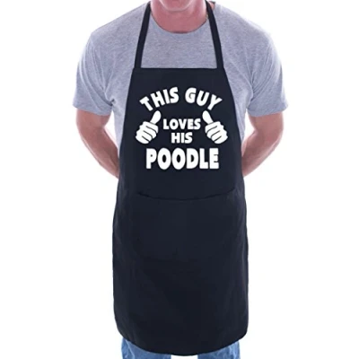 Image of Print4U This Guy Loves His Poodle BBQ Dog Cooking Funny Novelty Apron Black